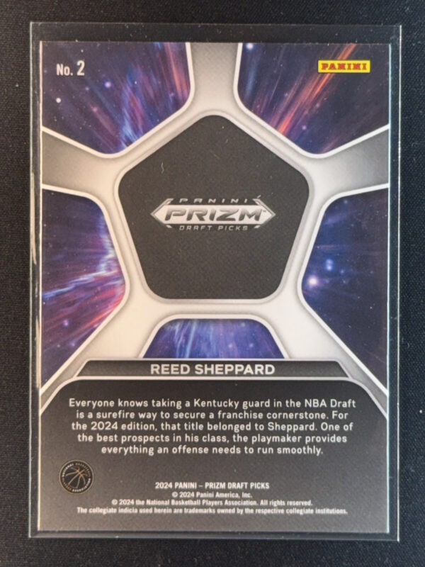 2024-25 Panini Prizm Draft Picks Deep Space Reed Sheppard Rookie RC Kentucky #2 - Image 3