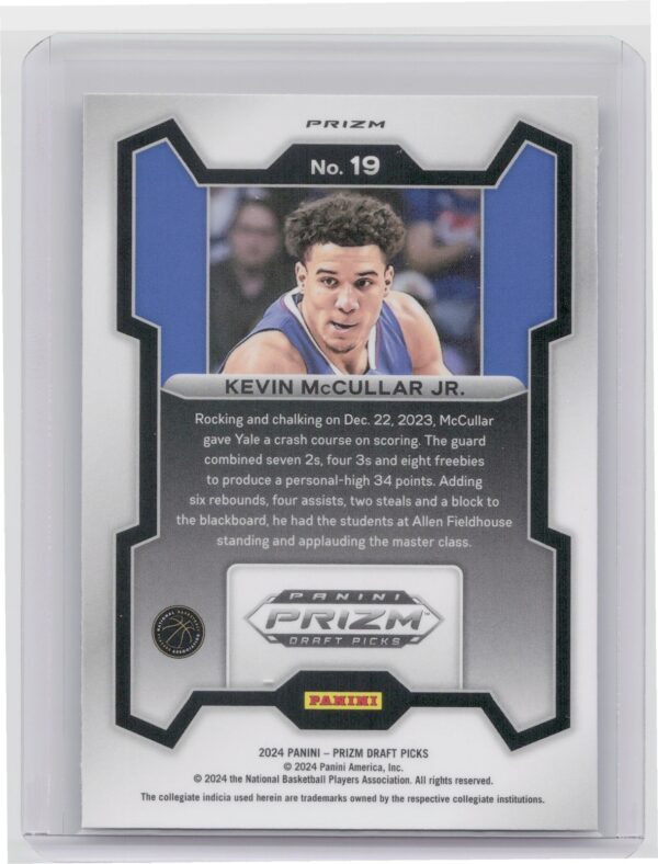 2024-25 Panini Prizm Draft Picks Kevin McCullar Jr. Prizms Silver RC #19 Jayhawk - Image 3