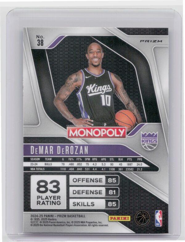2024-25 Panini Prizm Monopoly DeMar DeRozan Red Prizms #38 Kings - Image 3
