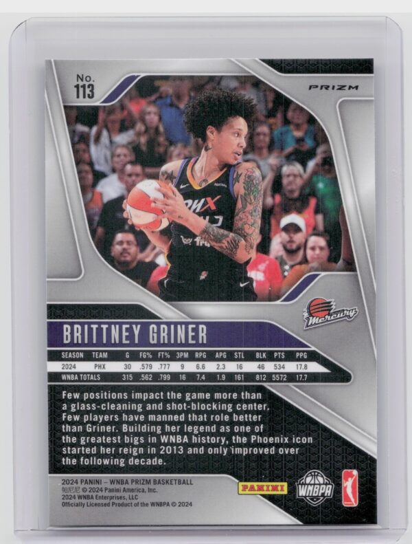 2024-25 Panini Prizm WNBA Brittney Griner Green Prizms #113 Mercury - Image 3