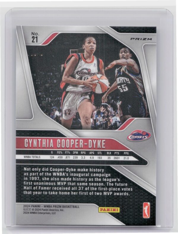 2024-25 Panini Prizm WNBA Cynthia Cooper-Dyke Ice Prizms #21 Comets - Image 3