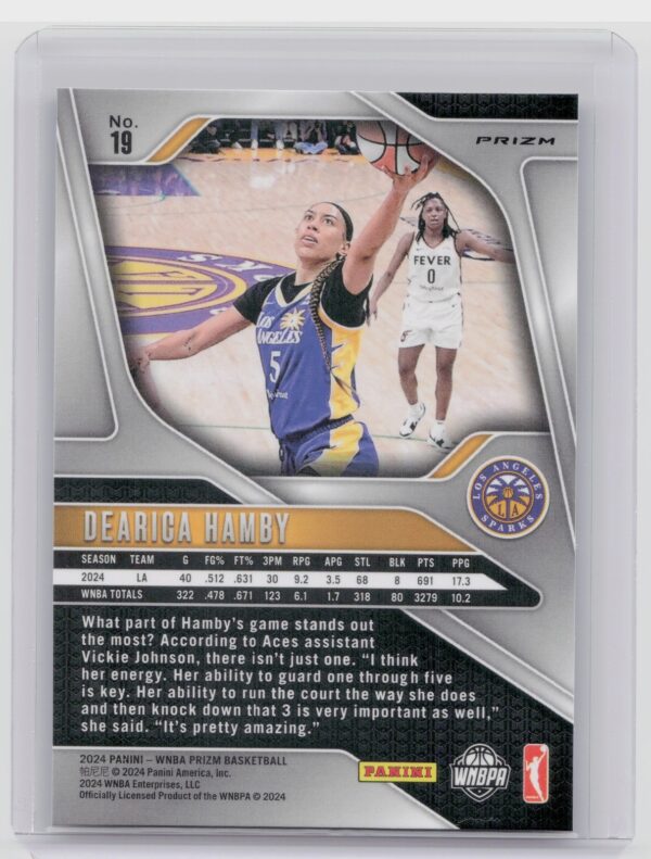 2024-25 Panini Prizm WNBA Dearica Hamby Silver Prizm #19 Sparks - Image 3