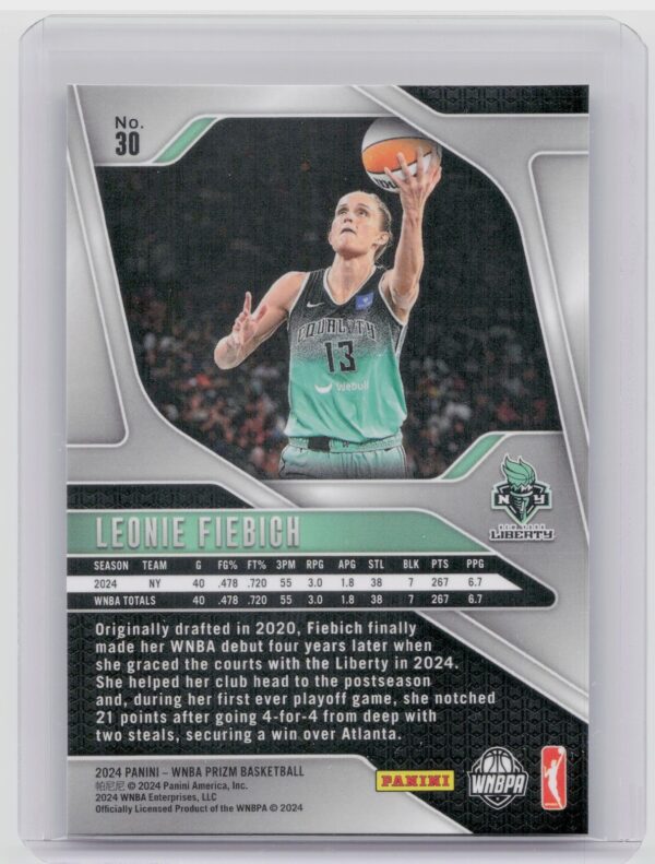 2024-25 Panini Prizm WNBA Leonie Fiebich RC 30 Liberty - Image 3