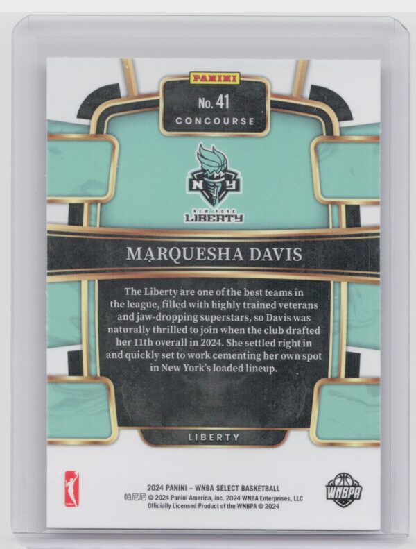 2024-25 Panini Select WNBA Marquesha Davis RC 41 Liberty - Image 3