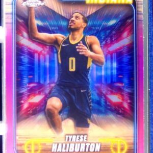 2024-25 Topps Chrome Tyrese Haliburton Pink Refractor #100 Pacers