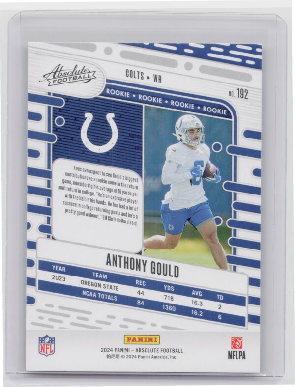 2024 Absolute Anthony Gould Red and Blue RC 192 Colts - Image 3