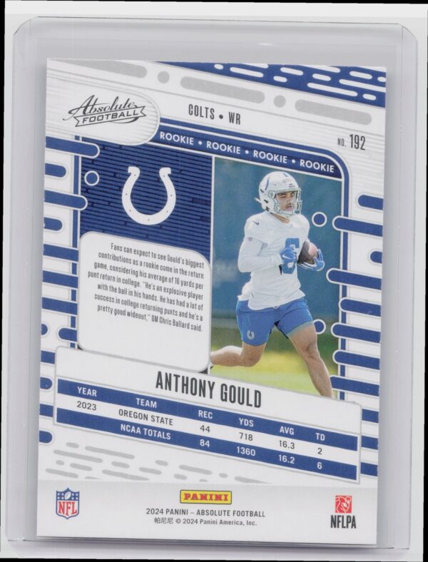 2024 Absolute Anthony Gould Red and Blue RC 192 Colts - Image 3