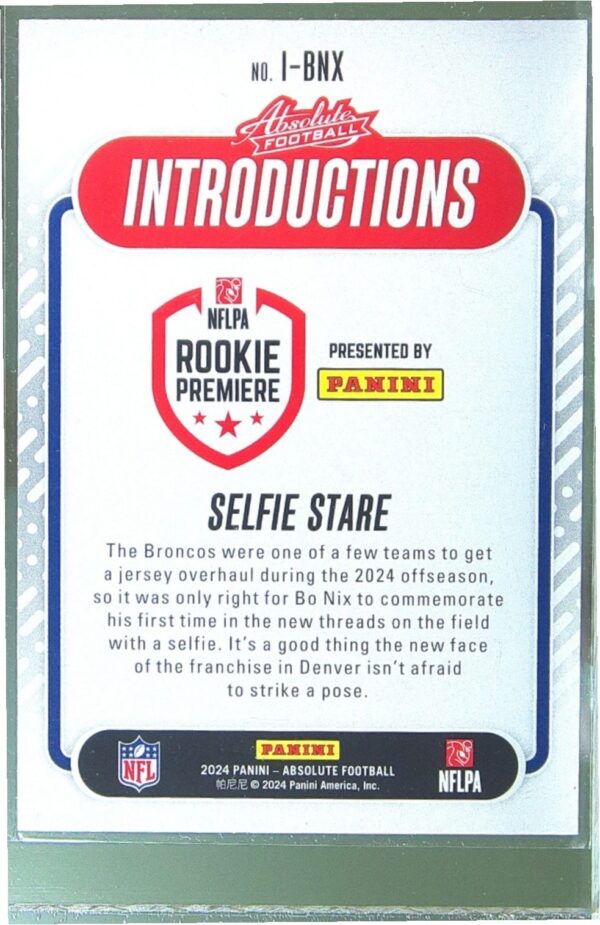2024 Absolute Bo Nix RC #I-BNX Broncos Introductions - Image 3
