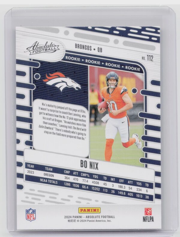 2024 Absolute Bo Nix Red and Blue RC 112 Broncos - Image 3