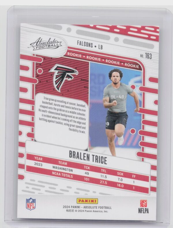 2024 Absolute Bralen Trice Red and Blue RC 163 Falcons - Image 3