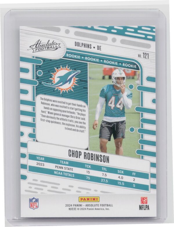 2024 Absolute Chop Robinson Red and Blue RC #121 Dolphins - Image 3