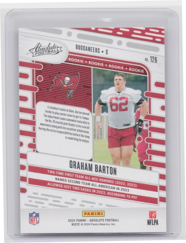 2024 Absolute Graham Barton Red and Blue RC #126 Buccaneers - Image 3