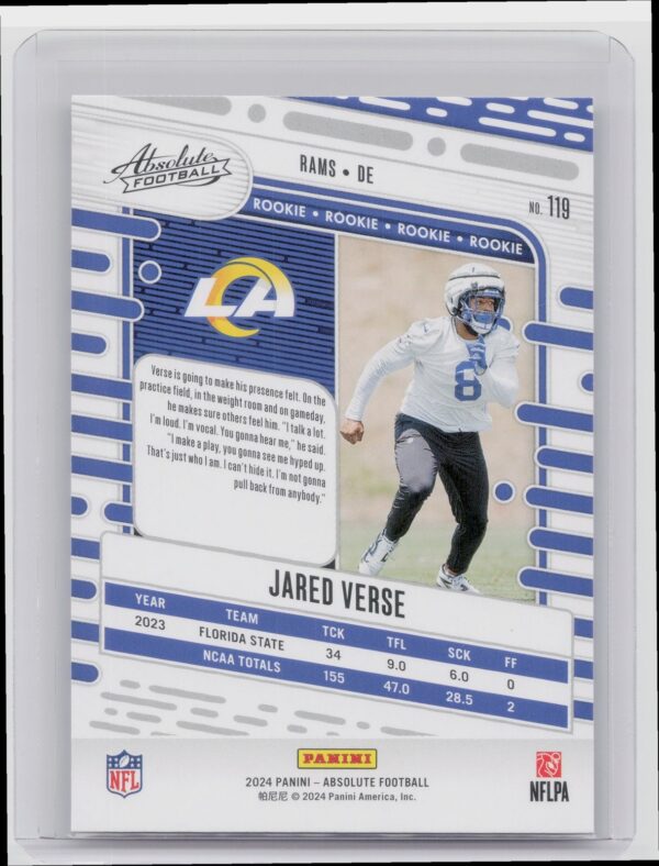 2024 Absolute Jared Verse RC 119 Rams - Image 3