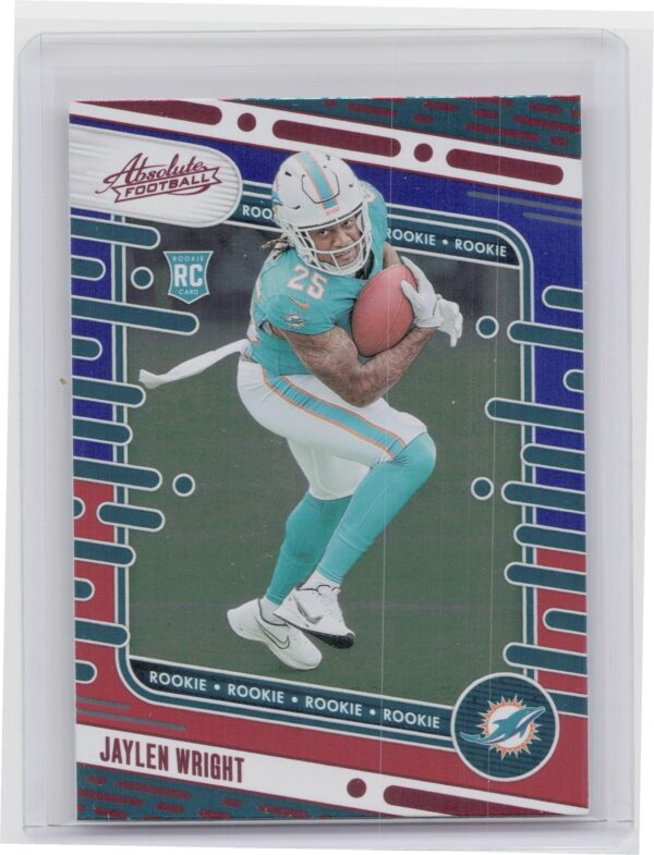 2024 Absolute Jaylen Wright Red and Blue RC 183 Dolphins