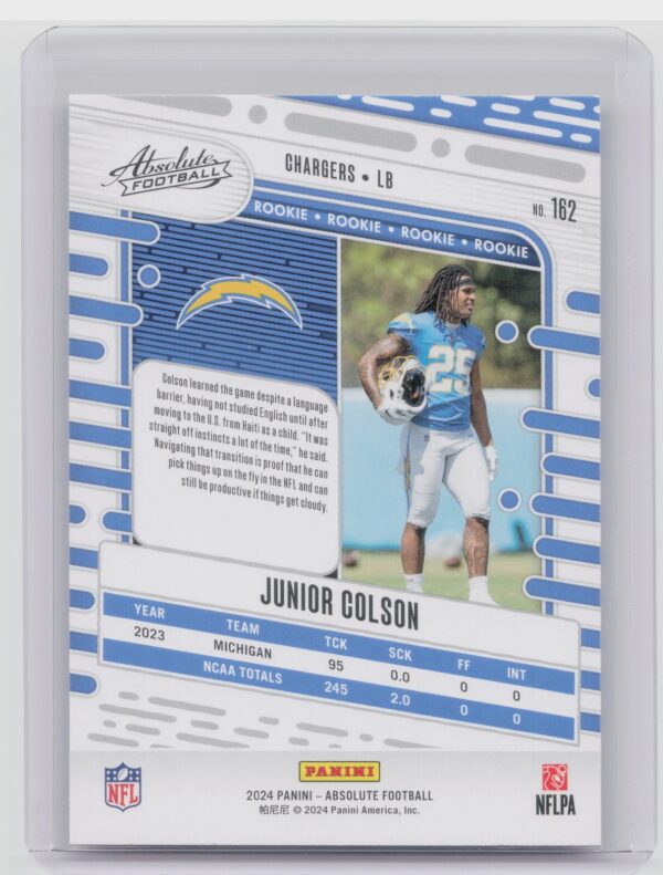 2024 Absolute Junior Colson Yellow RC 162 Chargers - Image 3