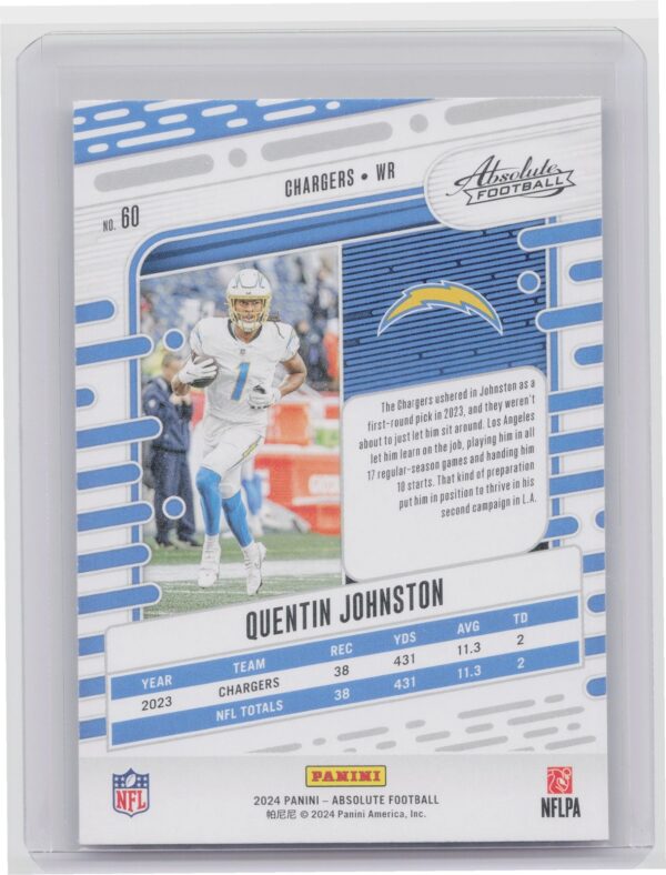 2024 Absolute Quentin Johnston Red and Blue 60 Chargers - Image 3