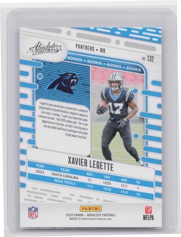 2024 Absolute Xavier Legette Red and Blue RC #132 Panthers - Image 3