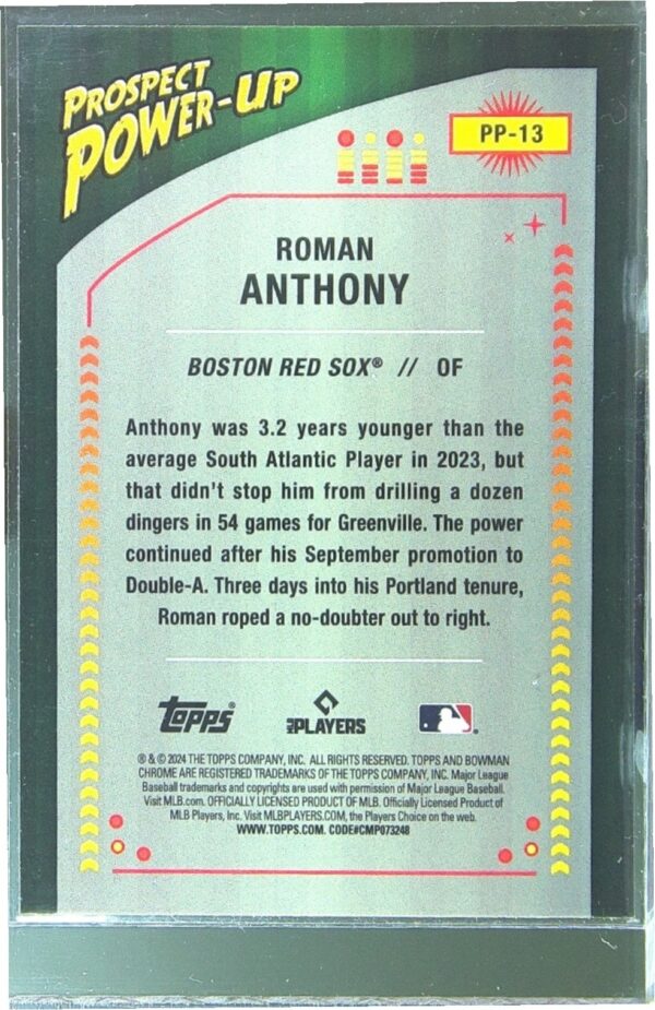 2024 Bowman Roman Anthony #PP-13 Sox Prospect Power Up - Image 3