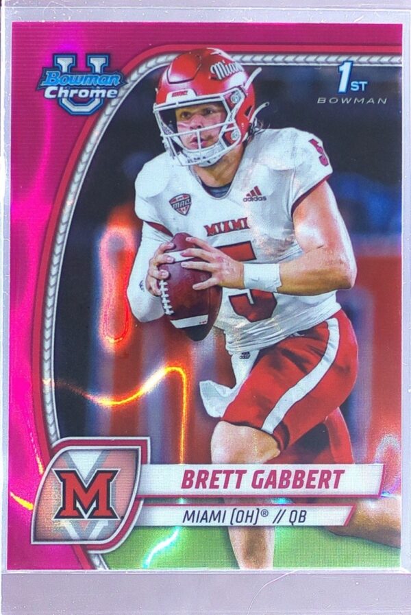2024 Bowman University Chrome Brett Gabbert Pink Lava Refractor RC 27 RedHawks