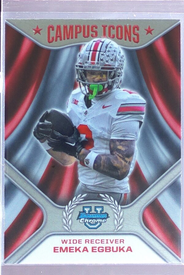 2024 Bowman University Chrome Emeka Egbuka #CI-14 Buckeyes Campus Icons