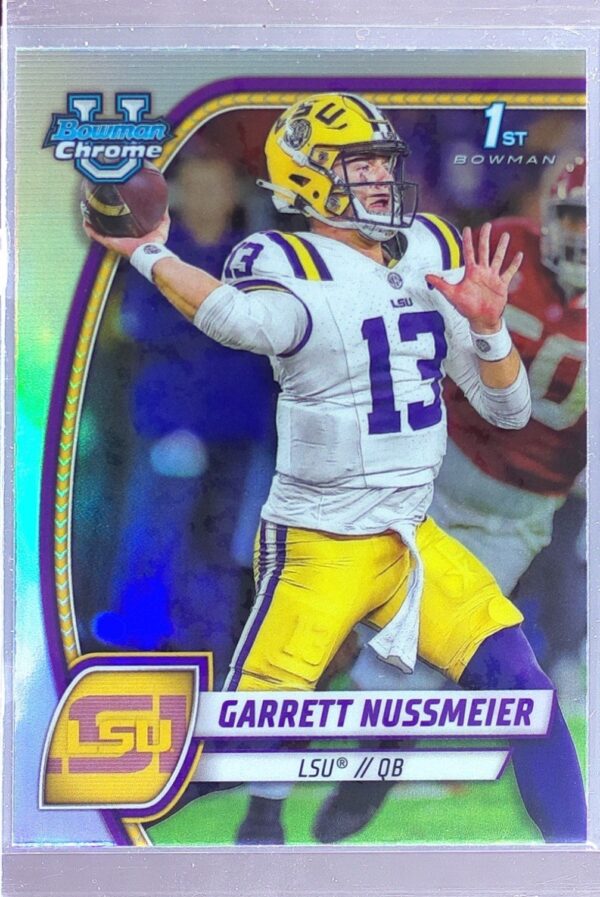 2024 Bowman University Chrome Garrett Nussmeier Refractor RC 5 Tigers