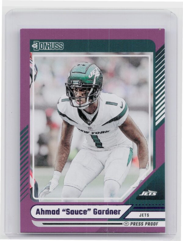 2024 Donruss Ahmad "Sauce" Gardner Press Proof Purple 42 Jets