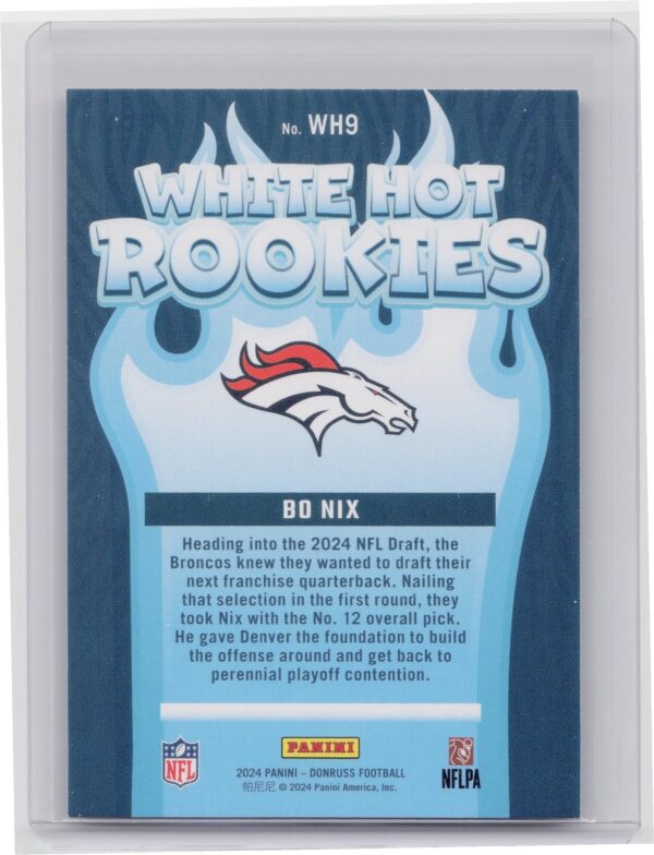 2024 Donruss Bo Nix WH9 Broncos White Hot Rookies - Image 3