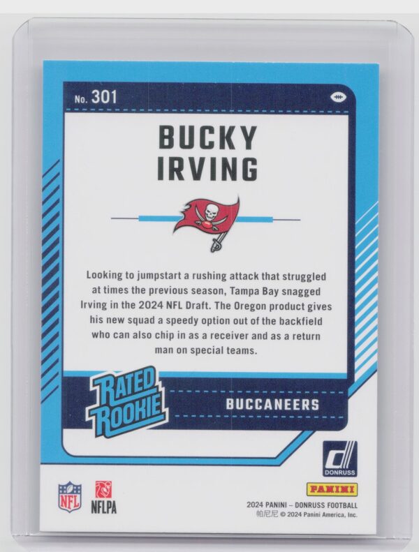 2024 Donruss Bucky Irving RC 301 Buccaneers - Image 3