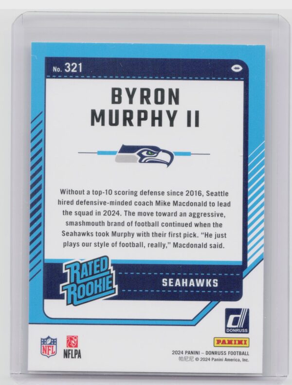 2024 Donruss Byron Murphy II RC 321 Seahawks - Image 3