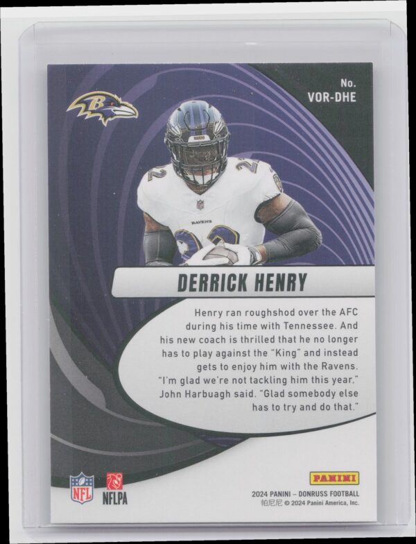 2024 Donruss Derrick Henry VOR-DHE Ravens Vortex - Image 3