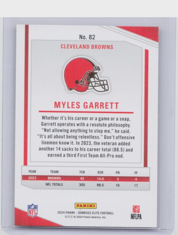 2024 Donruss Elite Myles Garrett Aspirations Stars /299 82 Browns - Image 3