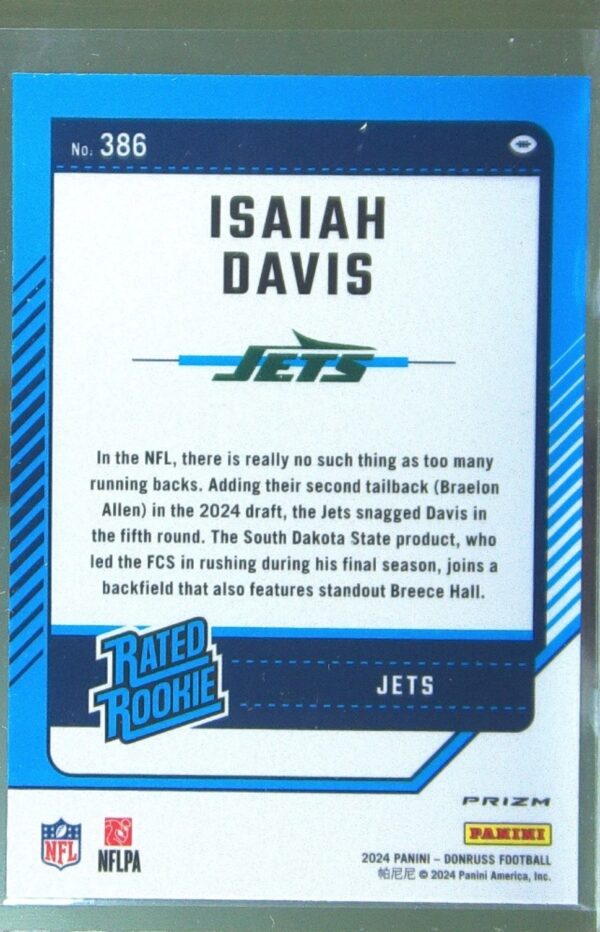 2024 Donruss Isaiah Davis Optic Rated Rookies Preview Red Pandora RC 386 Jets - Image 3