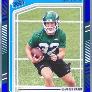 2024 Donruss Isaiah Davis Press Proof Blue RC 386 Jets