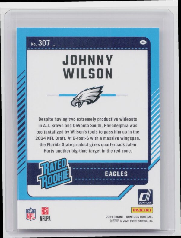 2024 Donruss Johnny Wilson RC 307 Eagles - Image 3