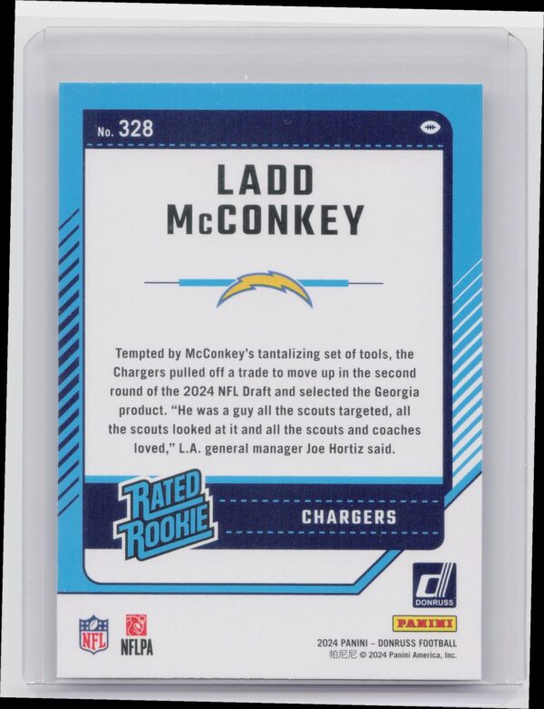 2024 Donruss Ladd McConkey RC 328 Chargers - Image 3