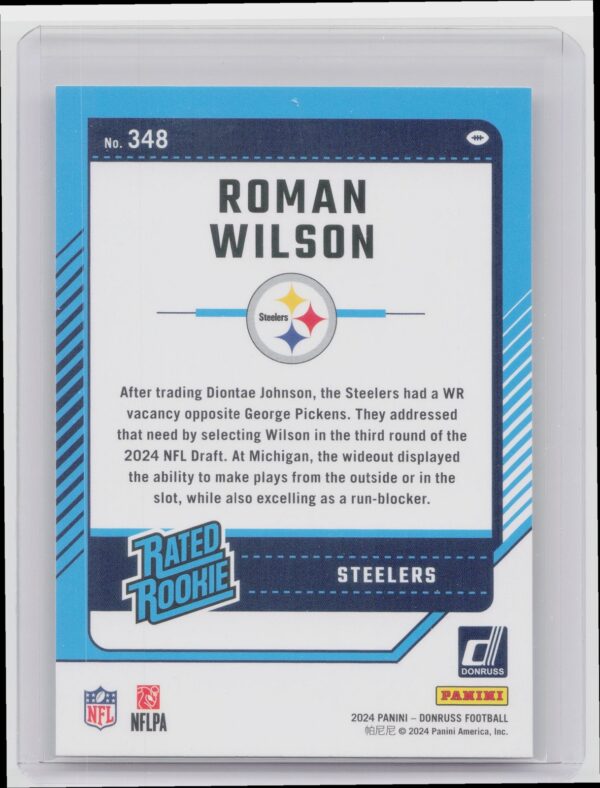 2024 Donruss Roman Wilson 348 Steelers - Image 3