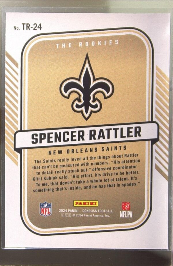 2024 Donruss Spencer Rattler RC #TR-24 Saints The Rookies - Image 3