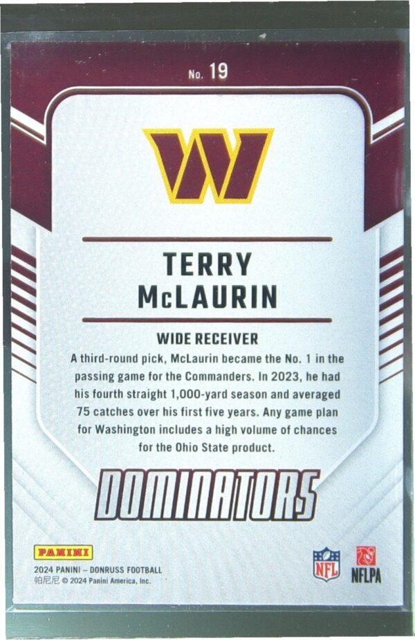 2024 Donruss Terry McLaurin 19 Commanders Dominators - Image 3