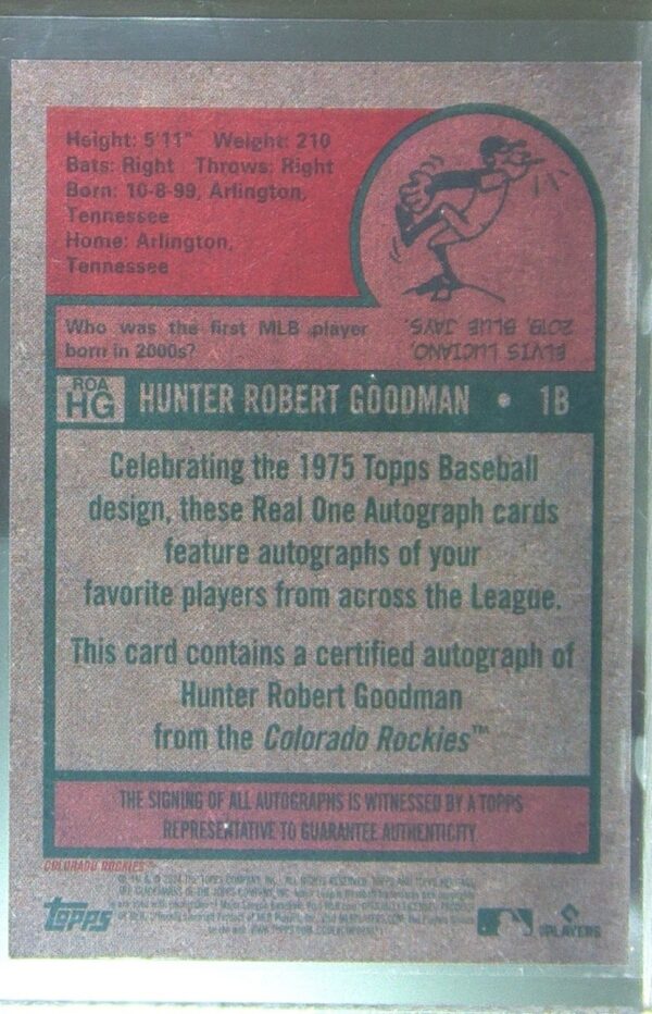 2024 Heritage Hunter Goodman Auto #ROAHG Rockies Real One Autographs High Number - Image 3