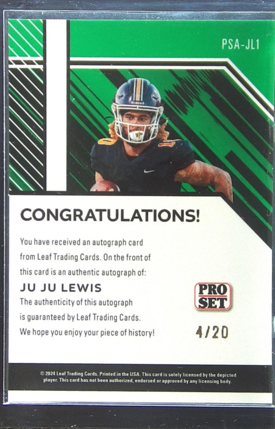2024 Leaf Collective Ju Ju Lewis Auto /20 #PSA-JL1 Trojans Pro Set Auto Shimmer - Image 3