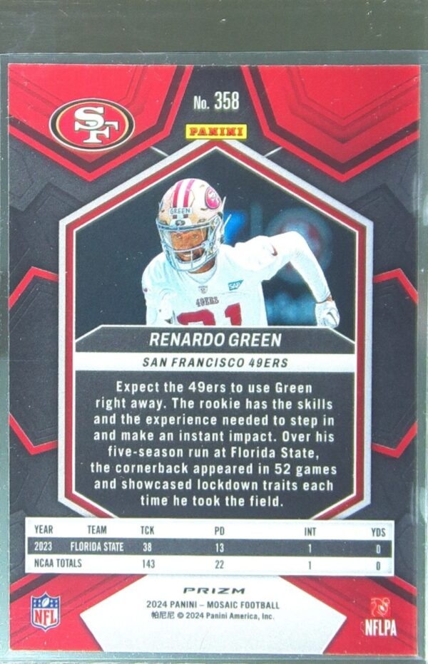 2024 Mosaic Renardo Green Mosaic Reactive Yellow 358 49ers - Image 3