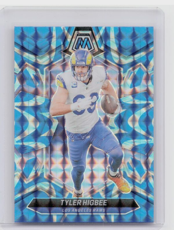2024 Panini Mosaic Tyler Higbee Mosaic Reactive Blue 131 Rams