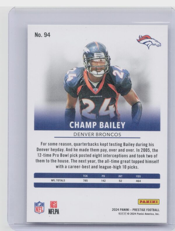 2024 Panini Prestige Champ Bailey Green Xtra Points /299 94 Broncos - Image 3