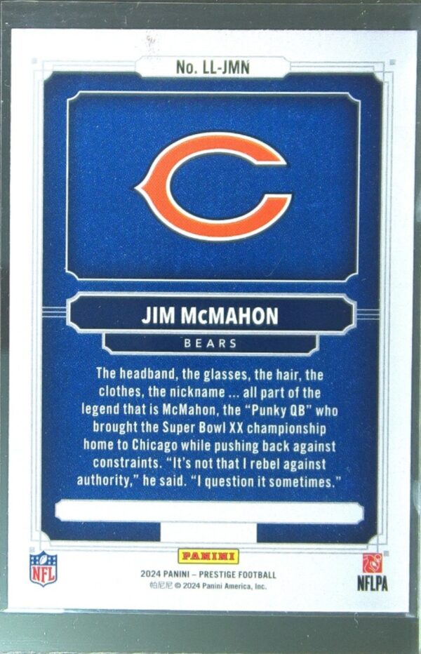 2024 Panini Prestige Jim McMahon LL-JMN Bears Living Legends - Image 3