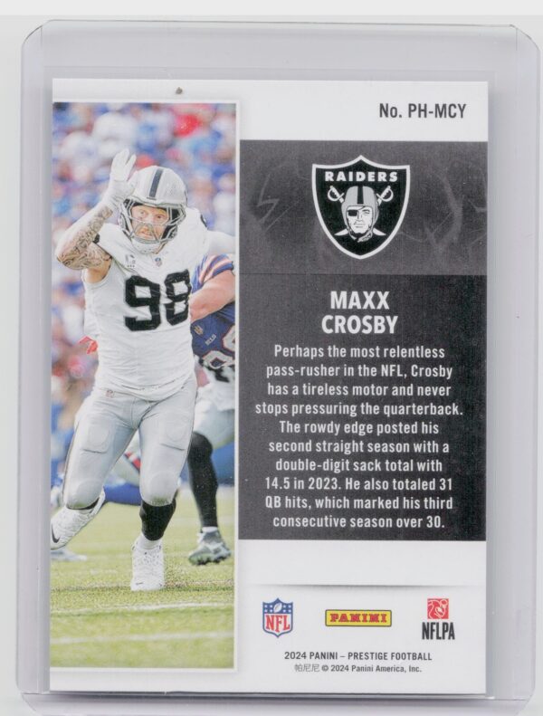 2024 Panini Prestige Maxx Crosby PH-MCY Raiders Power House - Image 3