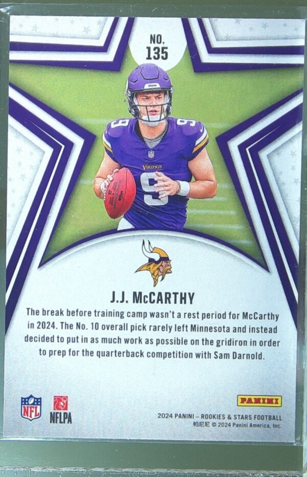 2024 Panini Rookies & Stars J.J. McCarthy RC #135 Vikings - Image 3