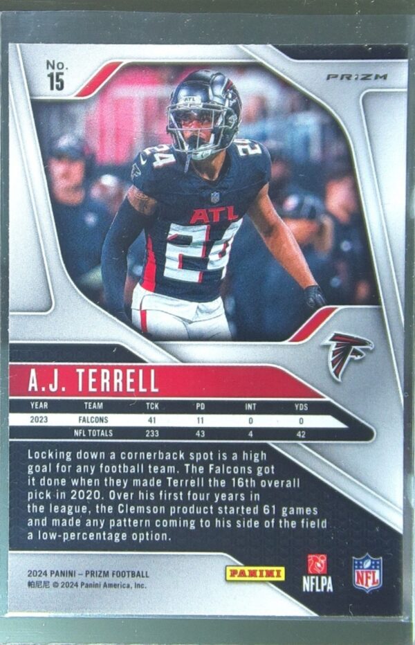 2024 Prizm A.J. Terrell Orange Lazer 15 Falcons - Image 3