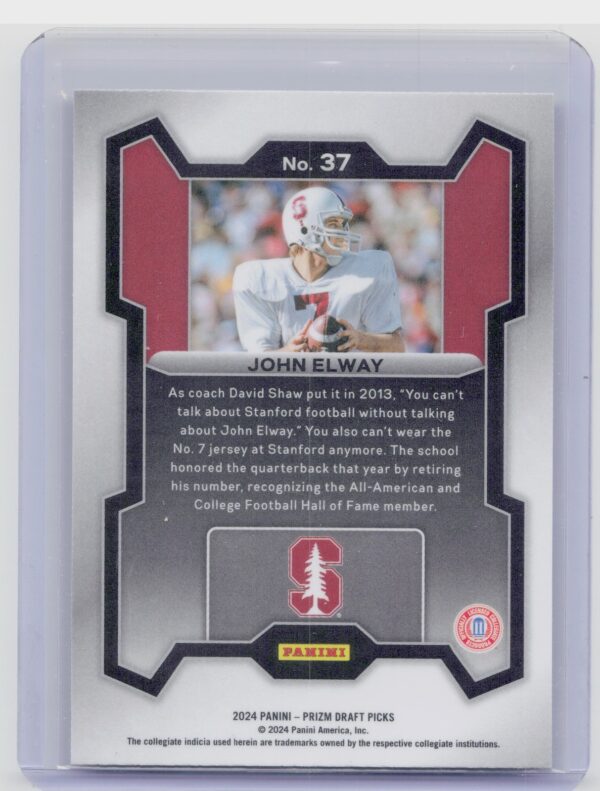 2024 Prizm Collegiate Draft Picks John Elway Silver 37 Cardinal - Image 3
