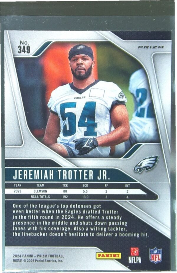 2024 Prizm Jeremiah Trotter Jr. Silver RC 349 Eagles - Image 3