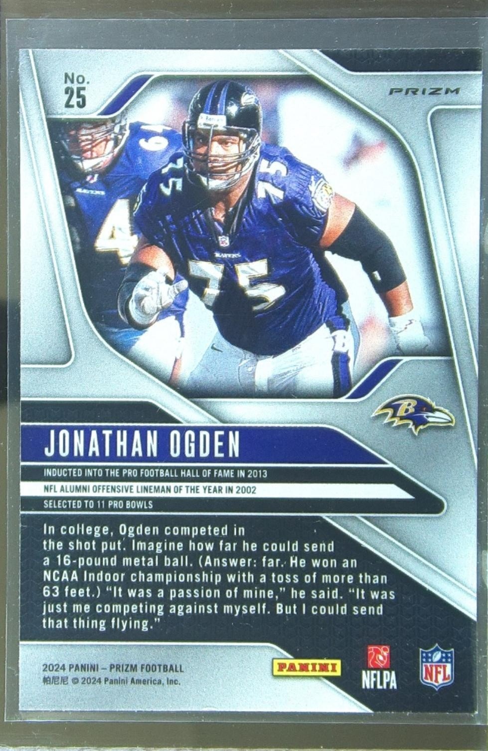 2024 Prizm Jonathan Ogden Silver 25 Ravens - Image 3